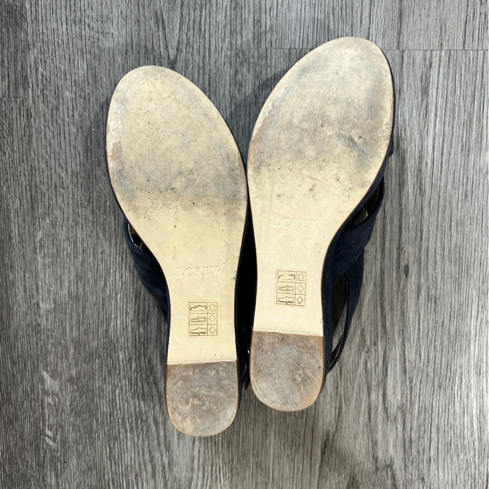 J Crew Blue Suede Wedge Sandals | 8 - Picture 8 of 9